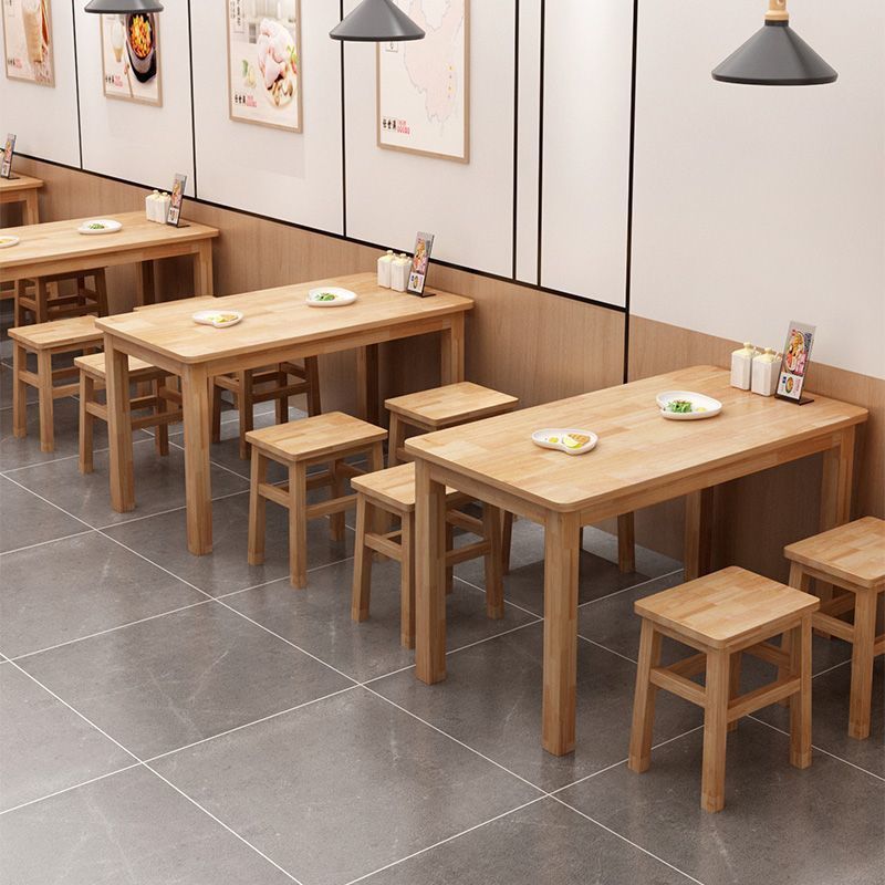 全实木餐桌快餐桌小吃店餐饮桌椅长方桌正方形实木大排挡面馆通用