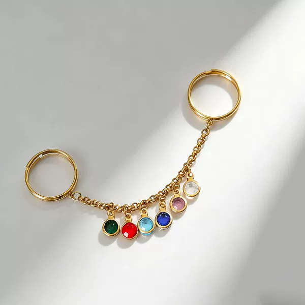 Fashionable and unique crystal tassel chain ring, creative high-end jewelry, elegant and light luxury ring, versatile accessory