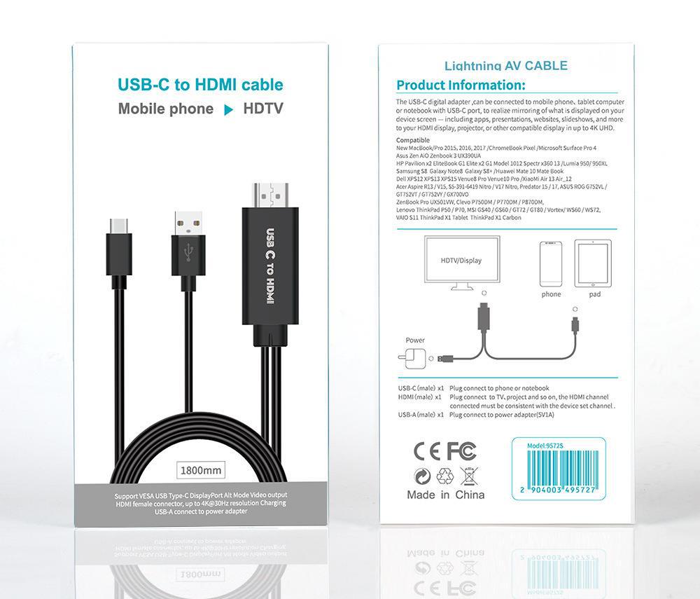 Cable de pantalla de proyección USB-C a HDMI HD tipo-c teléfono móvil mismo cable de pantalla adecuado para teléfono móvil a TV de pantalla grande
