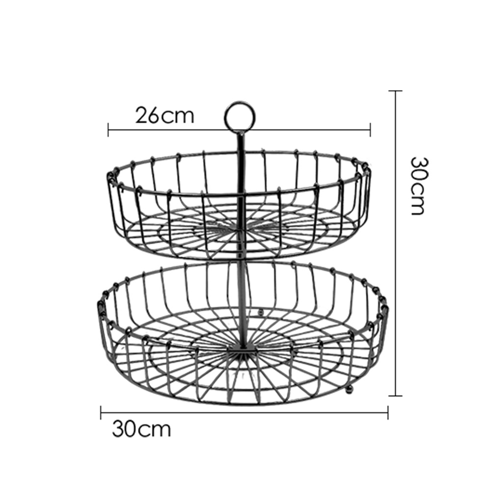 Transfronterizo nórdico cesta de fruta de hierro hogar snack fruta plato fruta cesta decoración in estilo bandeja de doble capa