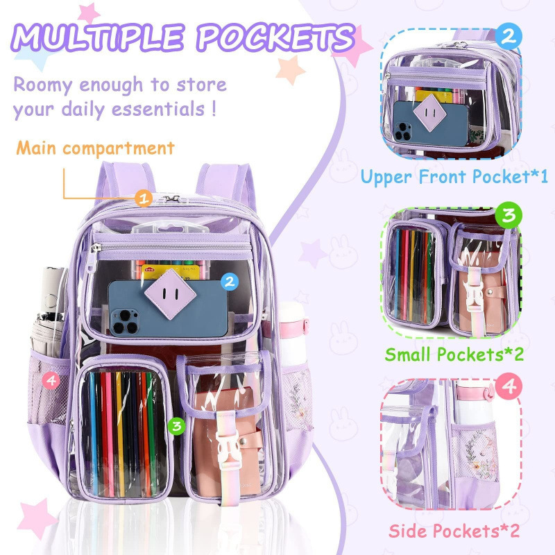 Nuevo spot transfronterizo Amazon venta caliente mochila transparente mochila de pvc mochila deportiva al aire libre mochila visual
