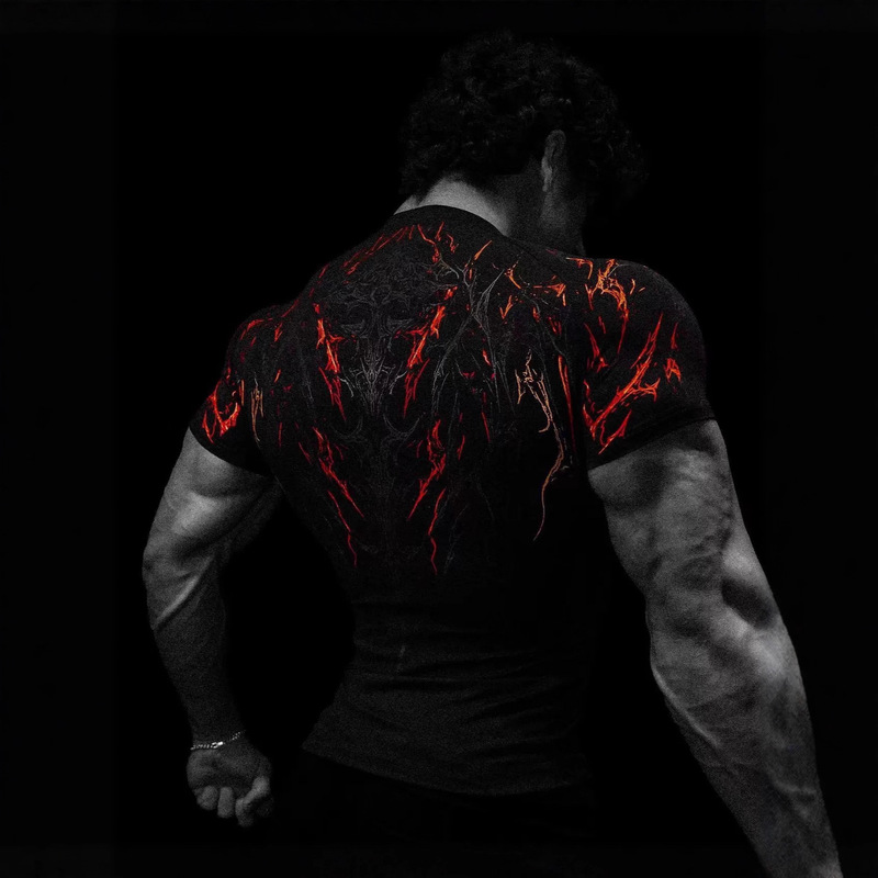Cross-Border Trendy Brand Breathedivinity New Men's Fitness Clothing Short-Sleeved Sports Quick-Drying Elastic Training T-Shirt