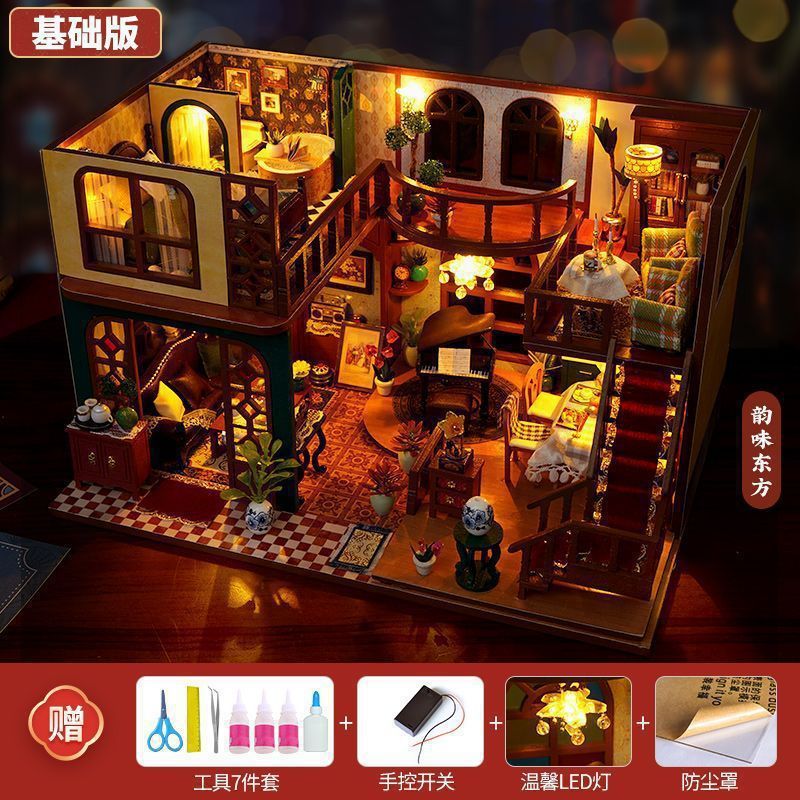 2025网红款手工小屋中国风古建筑拼装房子模型儿童玩具生日送女生|undefined