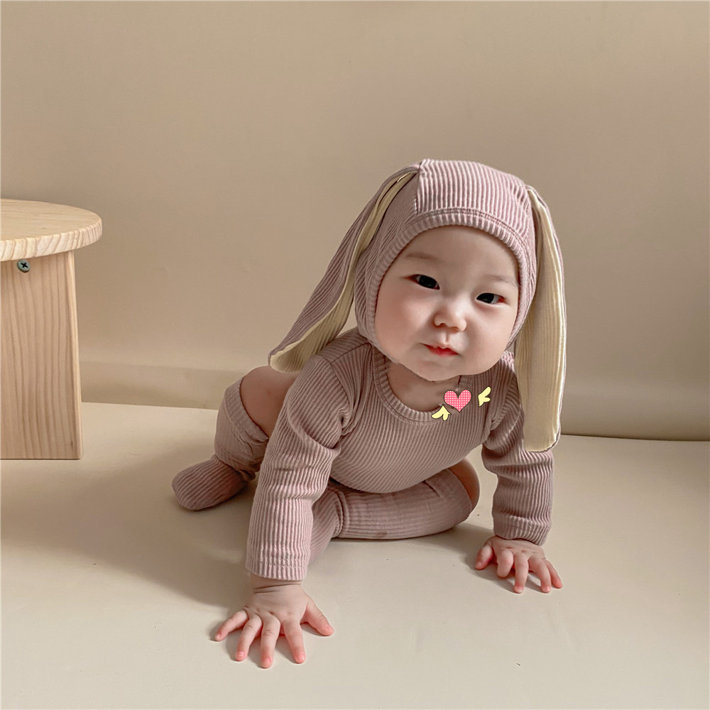 Mignon Couleur Unie Coton Bébé Barboteuses display picture 3