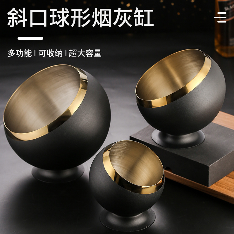 Stainless Steel Desktop Trash Can Bar Ktv Countertop Storage Bin Simple Table Decoration Ashtray Desk Commercial Use