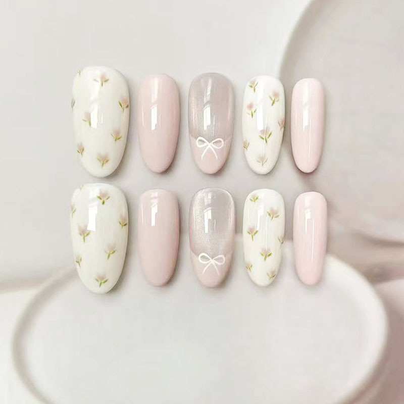 Mid-Length Wearable Nails That Enhance Complexion, High-End Niche Design, New Popular Fake Nail Patches, Factory Direct Wholesale