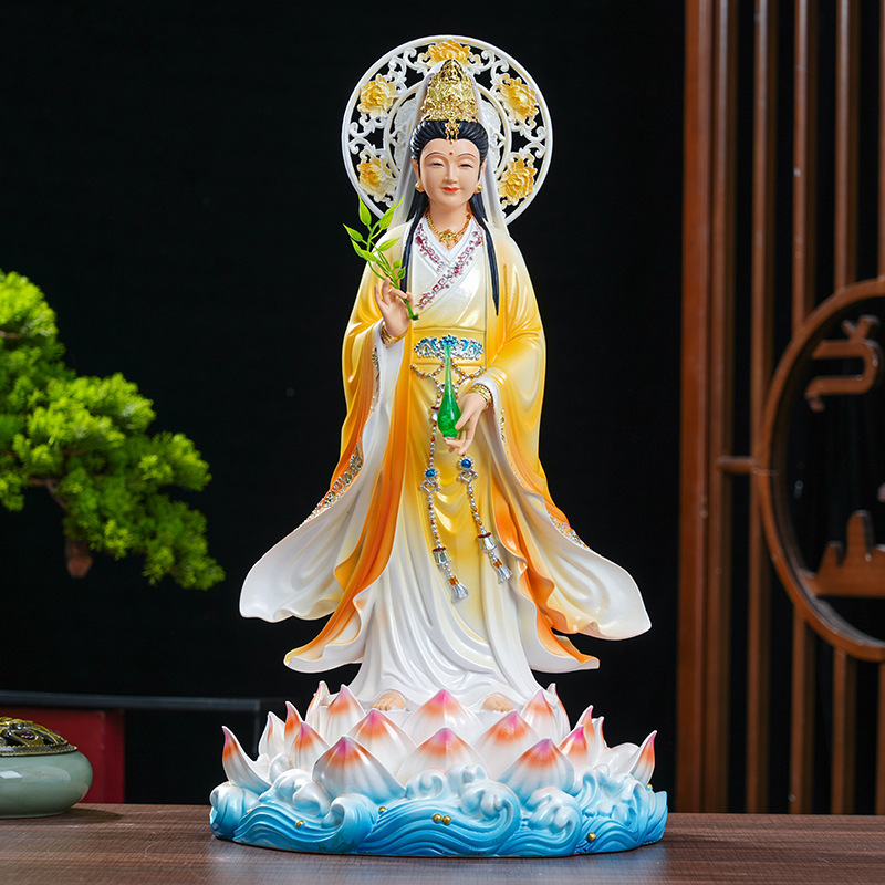 妙善观音娘娘南海观音菩萨树脂佛像供奉观世音佛堂神像家用摆件|undefined