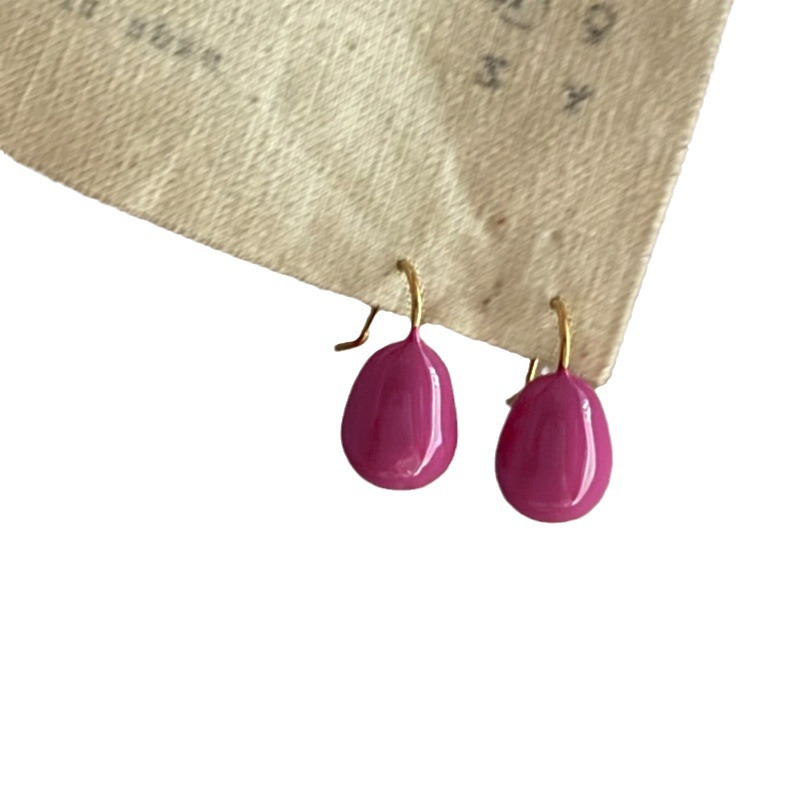 Frijoles dulces del arco iris ~ Pendientes de goteo de aceite de color francés de alta gama Pendientes de sentimiento femenino de temperamento de nicho de lujo ligero