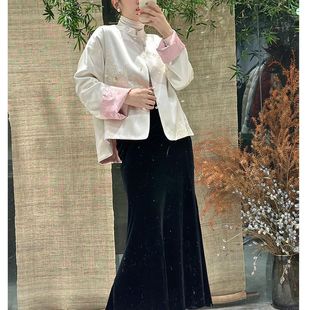 New Chinese Style Song Brocade Tang Suit Jacket for Women, High-End 2025 Summer New Women's Jacquard Top Trend