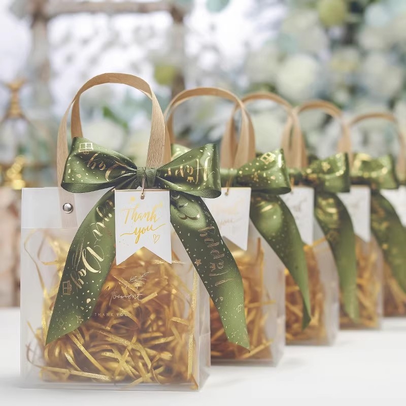 透明礼品袋小号手提袋礼盒空盒礼袋生日礼物包装袋子丝带结实磨砂