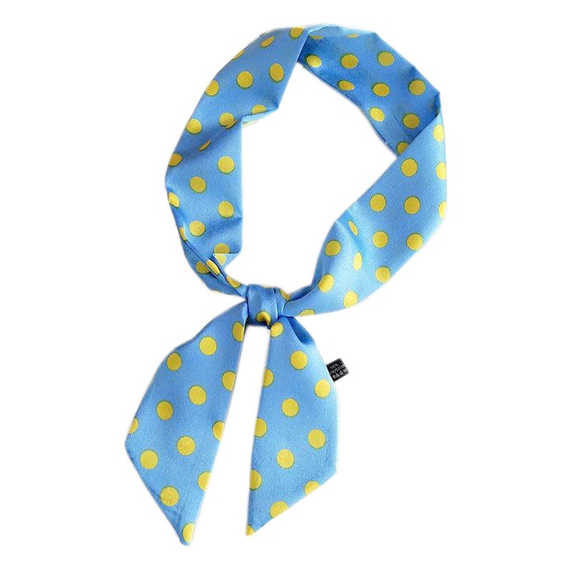 New Wave Dot Small Silk Scarf Women's Spring Korean Style Fashion All-match Autumn and Winter Long Bag Wrist Scarf Decoration