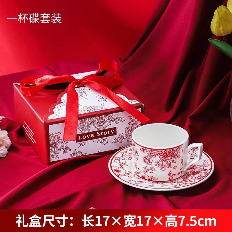 Bohemia de alta calidad taza de café y plato conjunto de tazas de cerámica en el extranjero de alto valor de regalo de mano regalo de actividad