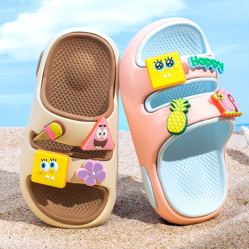 Spongebob Kidsren's Shoes Kidsren's Slippers Boys and Girls Bathroom Shoes Home 2025 Summer New Cartoon Slippers