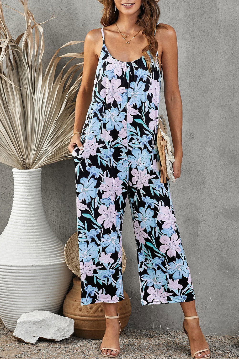 Mono de Tirantes con Estampado para Mujer, Ropa de Verano 2024, Comercio Exterior Transfronterizo de Amazon, Elegante y Moderno