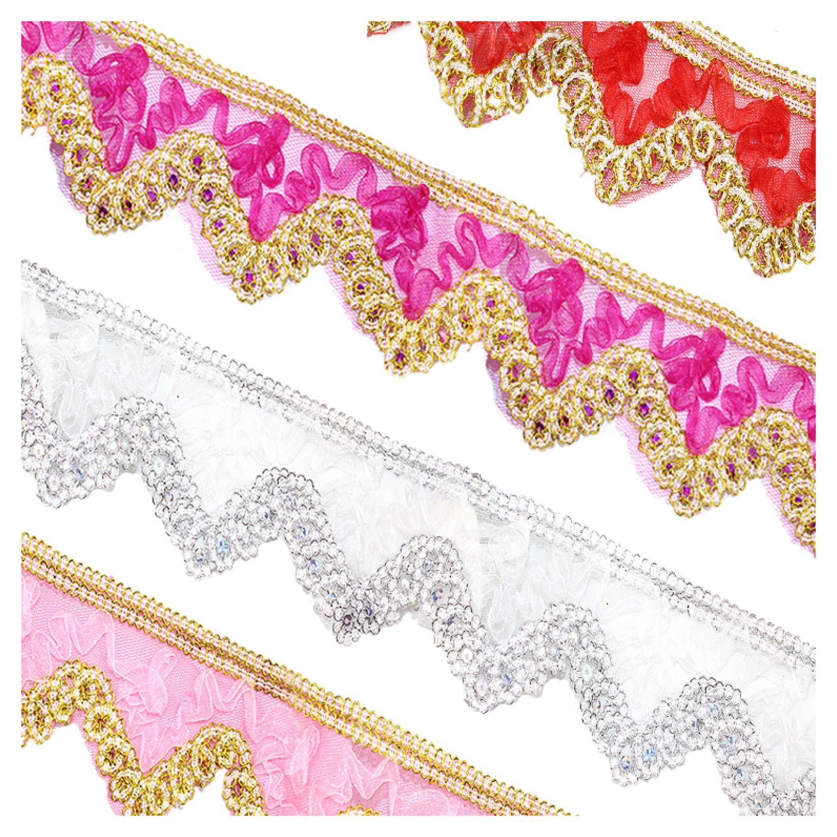 Fábrica al por mayor círculo borde triángulo borde accesorios de ropa tres flores de oro encaje étnico madreselva borde