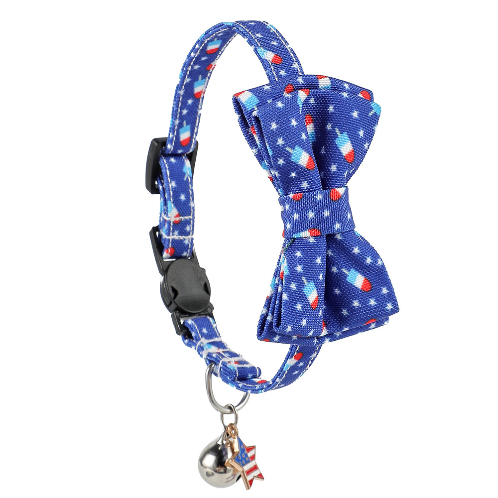 TANPOPO transfronterizo collar de gatos arco joyas de mascotas corbata de gatos Día de la Independencia collar de mascotas