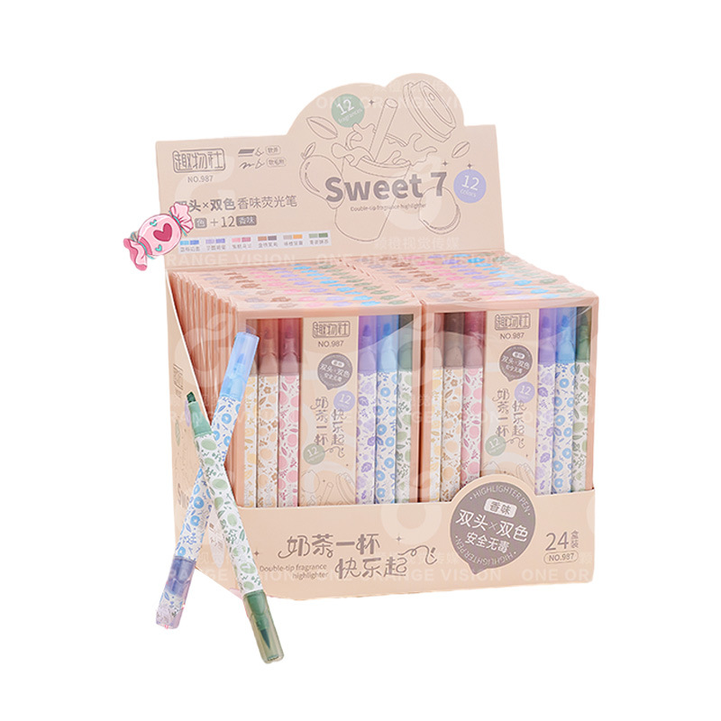Bolígrafo resaltador de té con leche Bolígrafo de marcado de color Bolígrafo de gran capacidad para estudiantes Bolígrafo multicolor especial para tomar notas