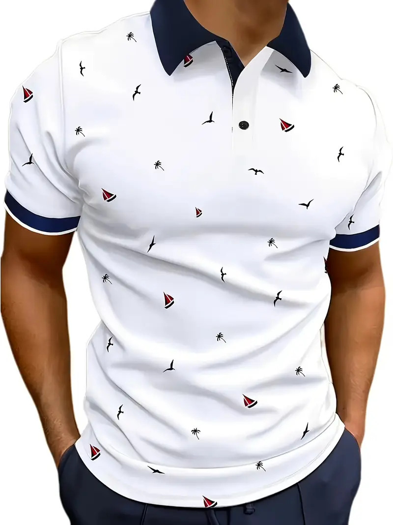 TUME primavera y verano nuevos hombres de manga corta solapa botón polo costura contraste color camisa de fondo MB13