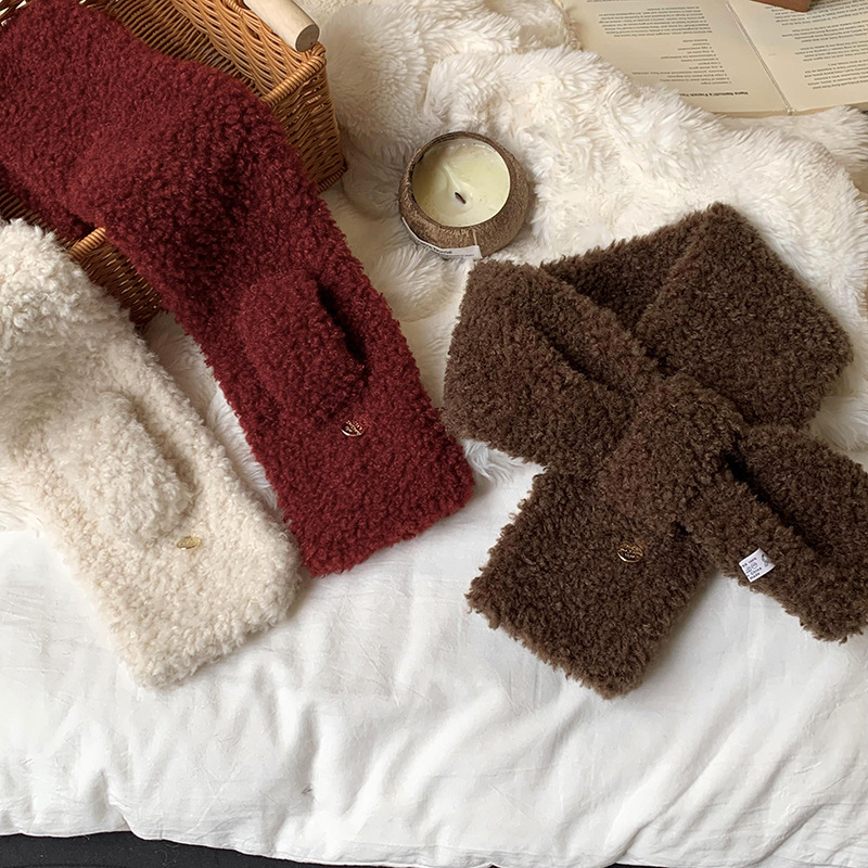 Invierno calentamiento de alta sensación de vello más grueso 2025 nuevo estilo coreano de protección de cuello de vello collar bufandas de peluche