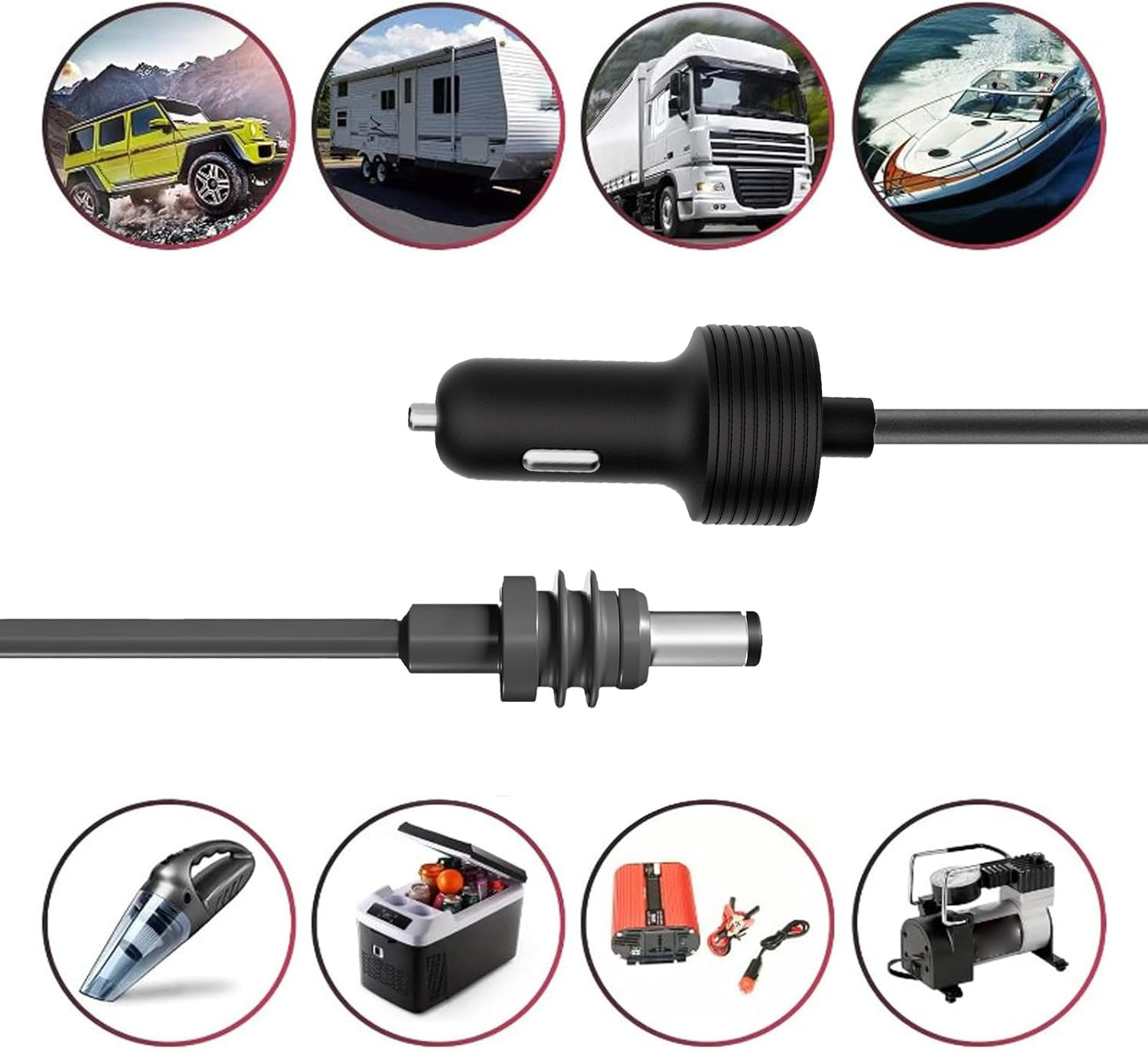 Cross-border e-commerce explosives mi-ni Ethernet equipment car cigarette lighter 5 meters waterproof car charger power cord car charger