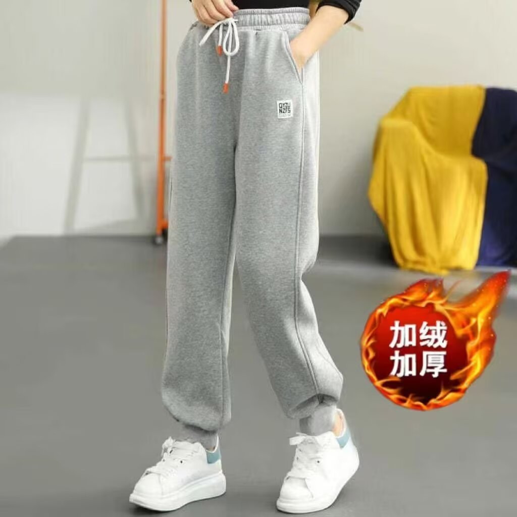 소녀 양털-바지 가을과 겨울 2024 새로운 어린이 소녀 스포츠 바지 대형 어린이 가을 캐주얼 스웨트 팬츠 트렌디