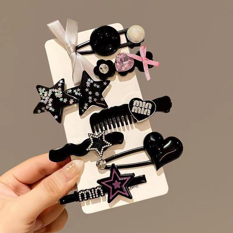 Nueva pinza de pelo de felpa rosa 2023, flequillo de niña, horquilla de pelo roto lateral, pinza de niña linda, horquilla de amor