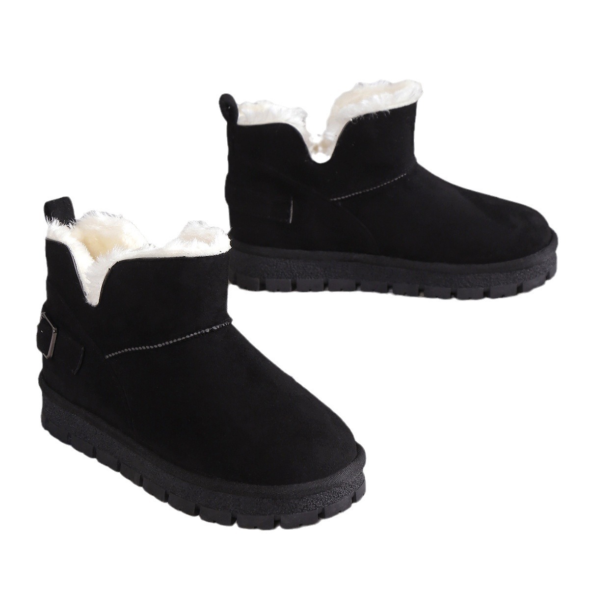 Winter outdoor women's shoes fashion warm snow boots women's daily leisure comfort non-slip flat ankle boots_voghion.com