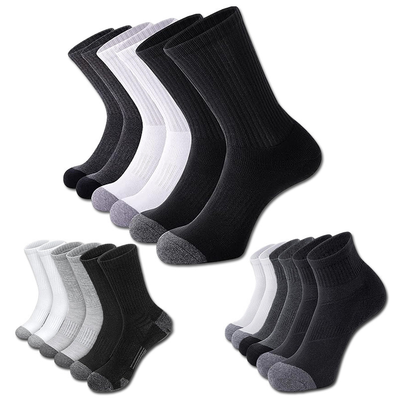 Cross-Border men's socks plus size foreign trade wholesale cotton socks men's sports mid-calf length socks student black and white stockings autumn and winter