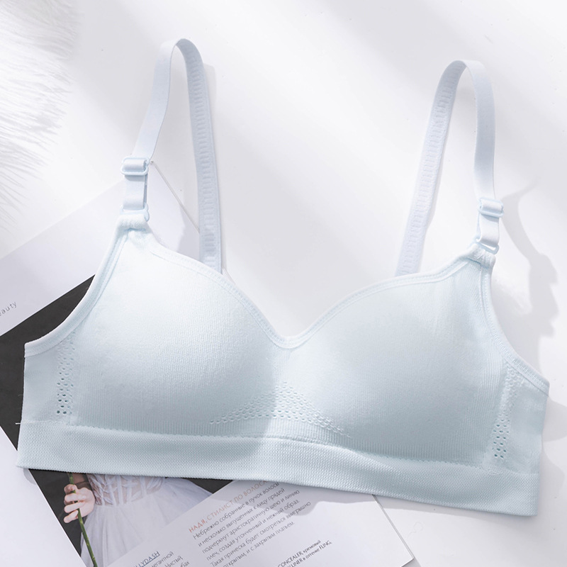 Nuevo color sólido inalámbrico estudiante sujetador fino blanco push-up transpirable cómodo sin costura de algodón taza verano entrega caliente