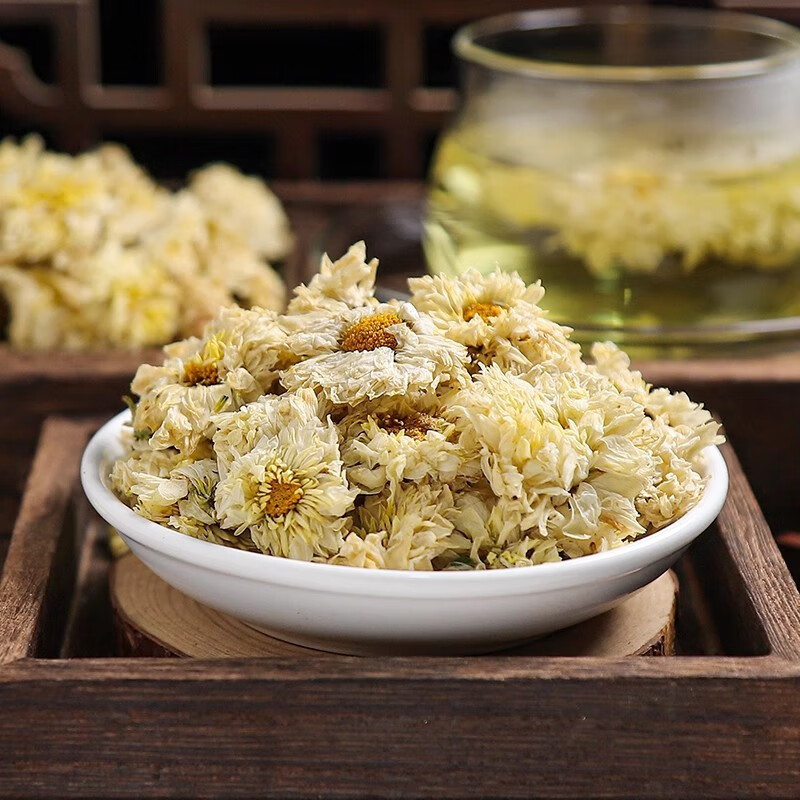 Hang Bai Ju Dried Chrysanthemum Buds 500g Herbal Tea Zhejiang Hangzhou White Chrysanthemum overview