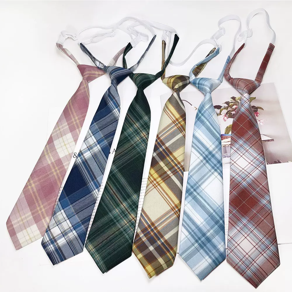 2024学院风日韩jk风格子领带女孩小清新时尚百搭免打领带现货批发