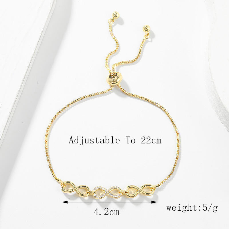 Fashion Copper Inlaid Zircon Pull 8-character Bracelet display picture 1