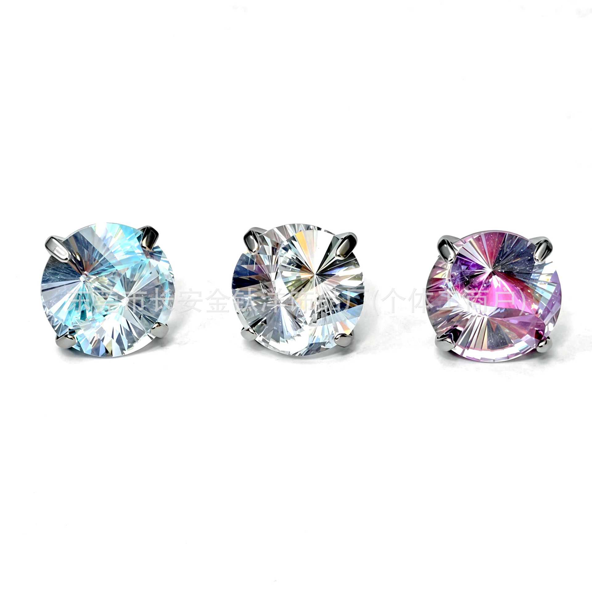 F136 Titanium Round Base Claw-Set Tai Chi Cut Gradient Lip Stud Ear Stud Ear Bone Stud Body Piercing Jewelry detail image 4