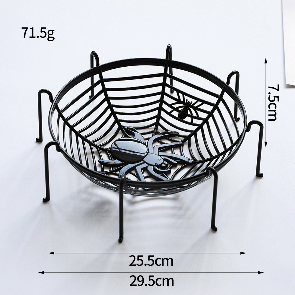 Cesta de frutas de araña de Halloween, bandeja de frutas de araña, esqueleto de araña, bandeja de caramelo, decoración de fiestas, props