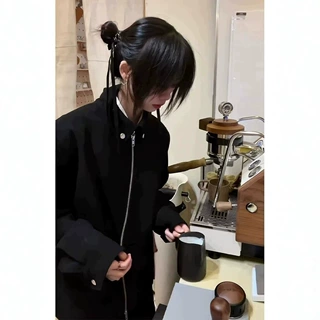 美式cleanfit短款外套男款秋冬季潮牌高级感痞帅设计感斜拉链夹克