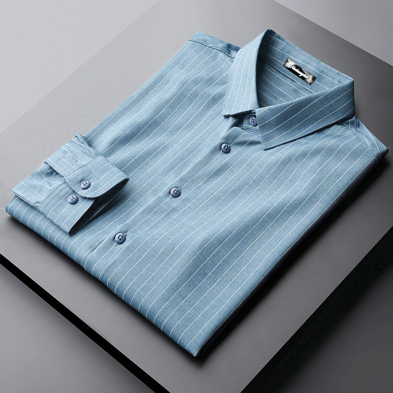 2020春秋季衬衫男长袖商务正装休闲职业工装免烫寸衫男士条纹衬衣
