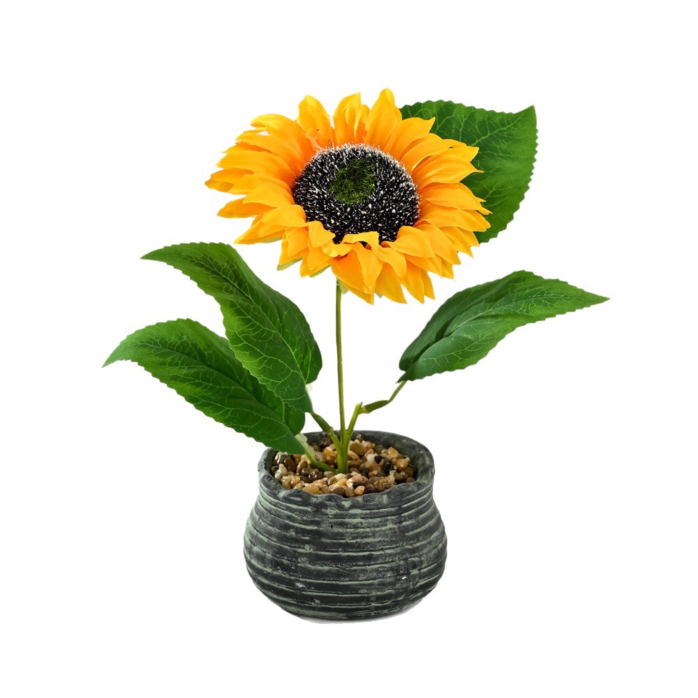 Girasoles transfronterizos pequeños bonsai imitación maceta flores falsas props de fotografía flores artificiales bodas decoración del hogar image 4