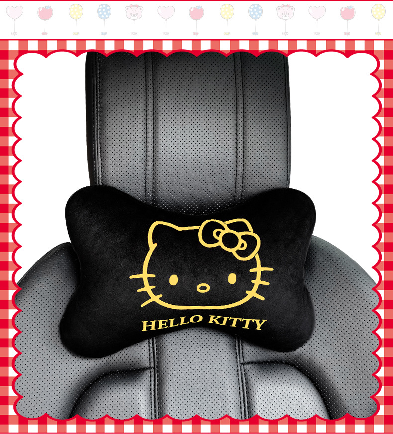 Hellokitty Car Pillow Cute Cartoon Car Headrest Neck Pillow Popular Leather Pillow Bone Pillow for Women