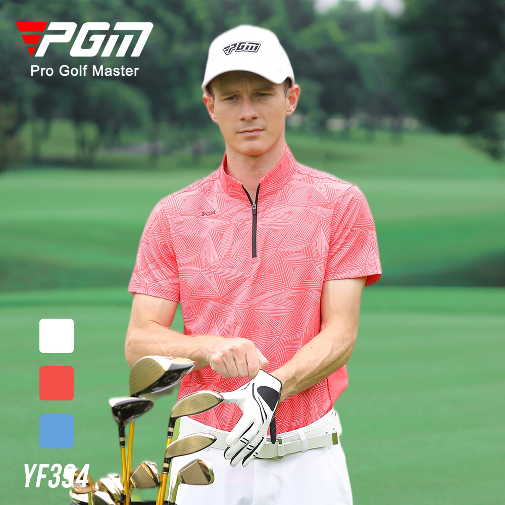 Áo thun nam golf ngắn tay vải thể thao co giãn PGM — YF394 màu trắng, YF394 màu xanh, YF394 Màu Đỏ