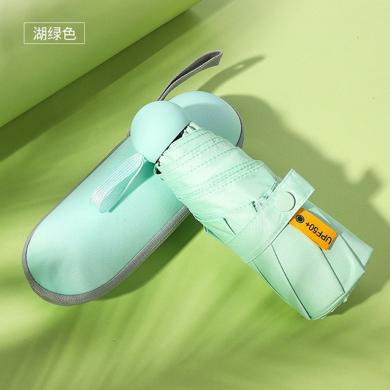 Cápsula paraguas protección solar Protección UV paraguas reforzado de ocho huesos paraguas cinco veces pequeña sombrilla portátil