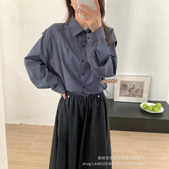 琪镌绘制2025秋季款经典格纹衬衫简约时尚百搭休闲长袖上衣女5730