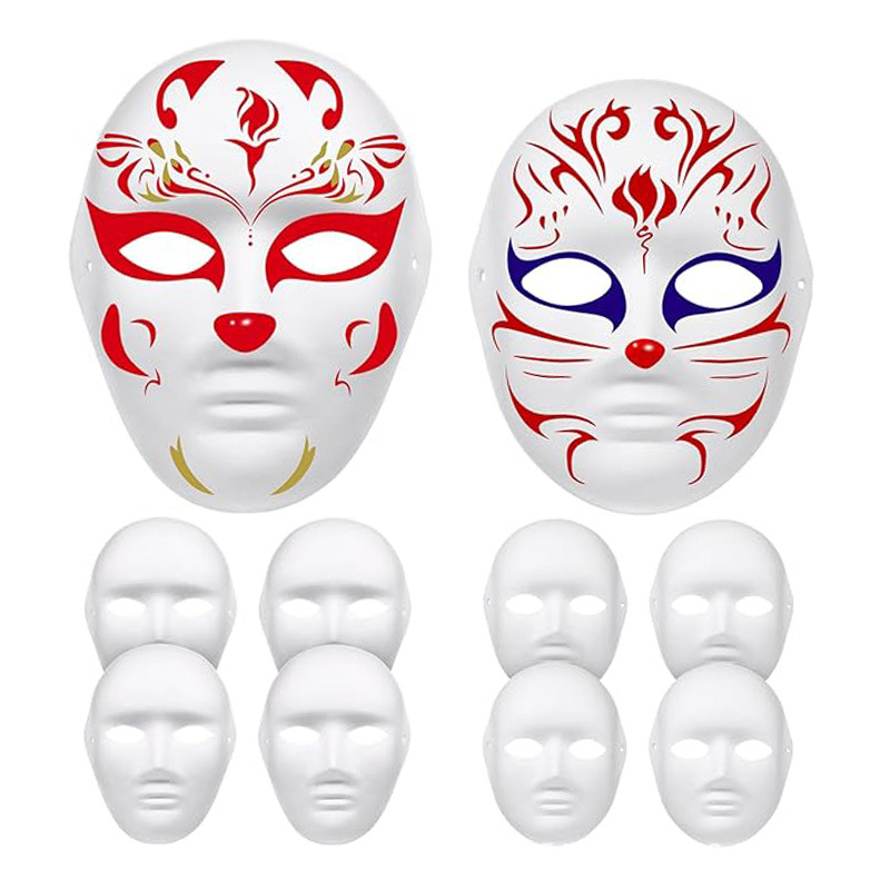 Ópera de Pekín máscara de Facebook DIY máscara de pulpa de embrión blanco máscara de graffiti para niños accesorios hechos a mano para hombres y mujeres