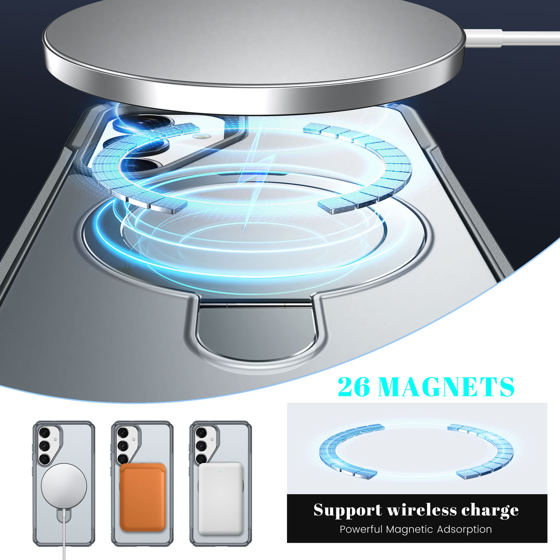 Handyhülle passend für Samsung S25U/S25 Edge/S24, magnetische Halterung mit glatter Oberfläche_voghion.com