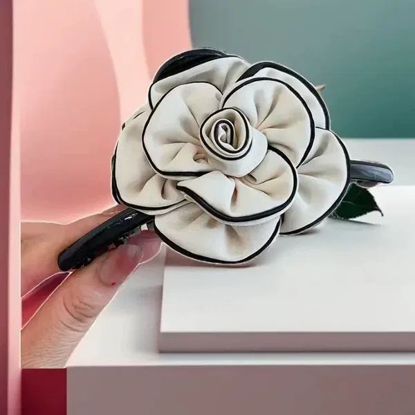 Small fragrant style fashion camellia hairpin large back head clip new high sense elegant sweet hair accessories