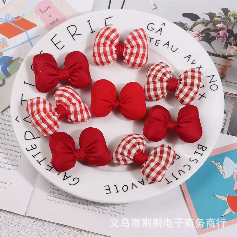 Новогодний красный ткань хлопок ручной работы лук ювелирные аксессуары DIY аксессуары для волос материал корпуса мобильного телефона украшение сумки для обуви