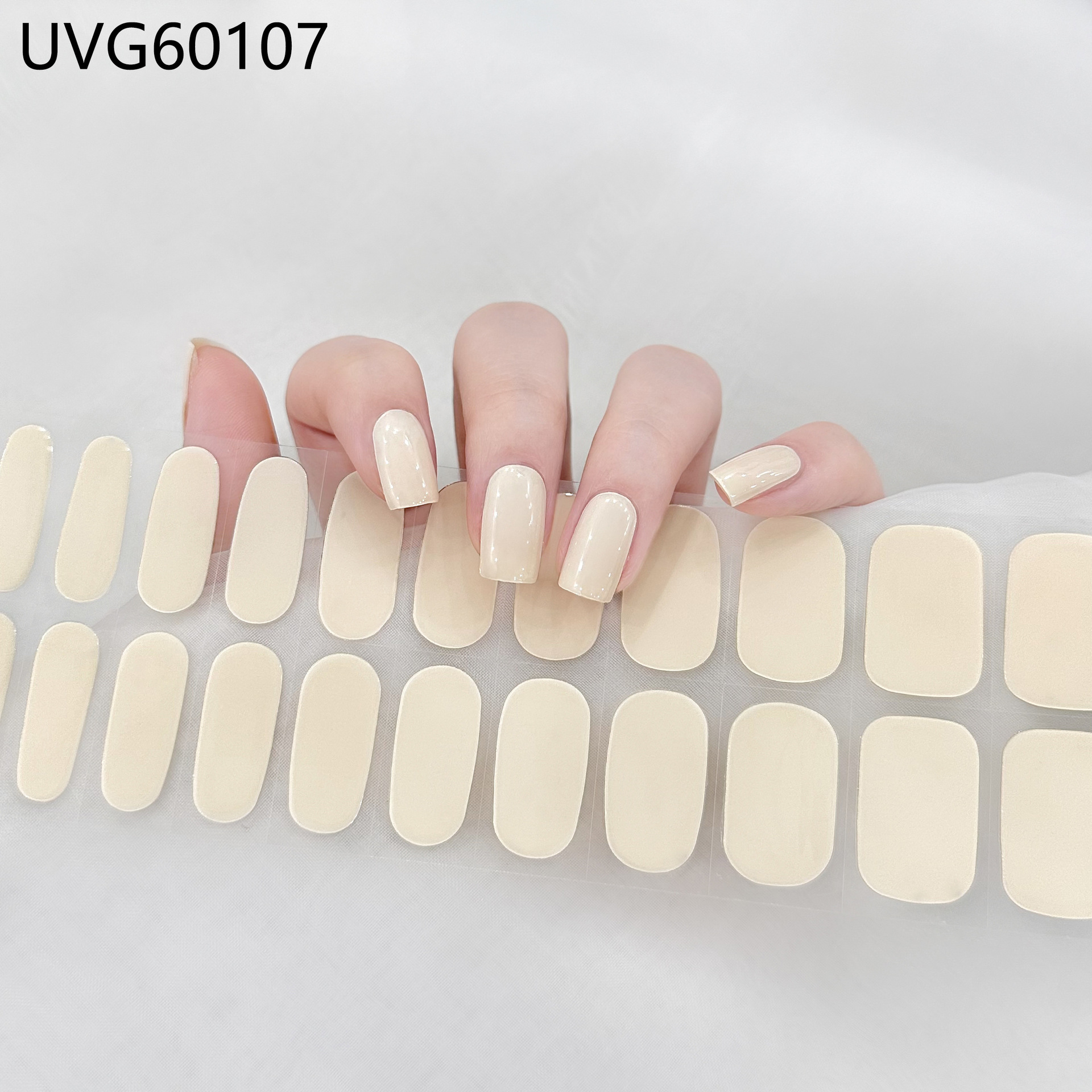 Pegatinas de uñas de gel UV transparentes efecto hielo, semicuradas, con lámina dorada, fototerapia, efecto película de aceite