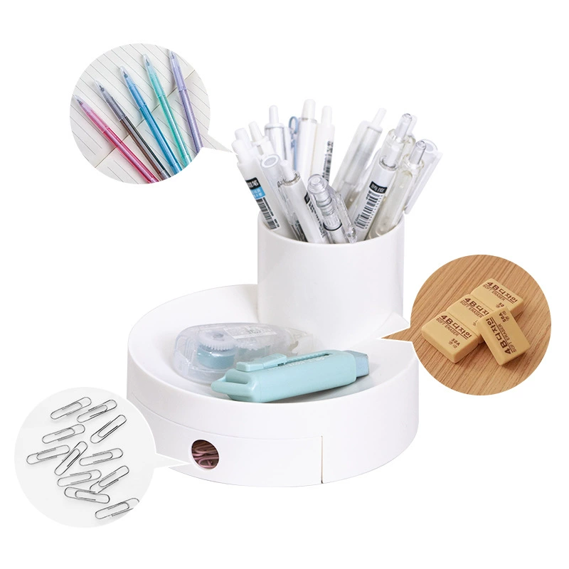 П table capacious storage system, plastic stationery, round pencil case, universal children's pen, pens holder