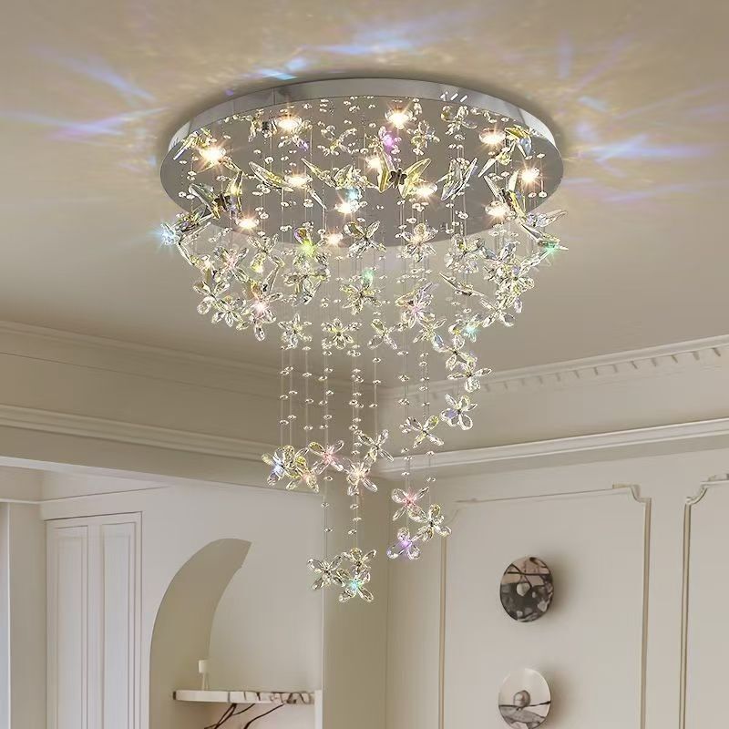 Living room crystal ceiling light, elegant and luxurious master bedroom light, 2026 study light, children's room artistic butterfly chandelier