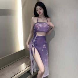 瑰美姿情趣内衣女角色扮演复古风情趣汉服古典风神秘紫透视女套装