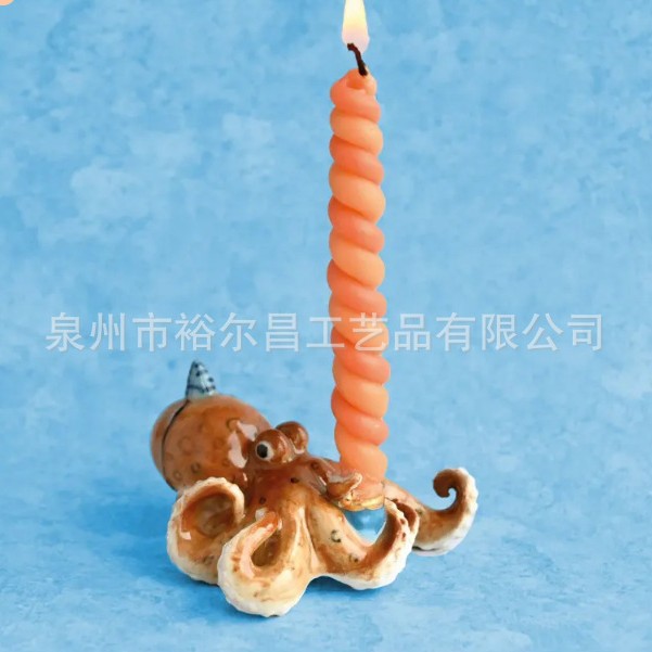 章鱼装饰 手工制作瓷器雕像收藏传家宝艺术品 生日烛台